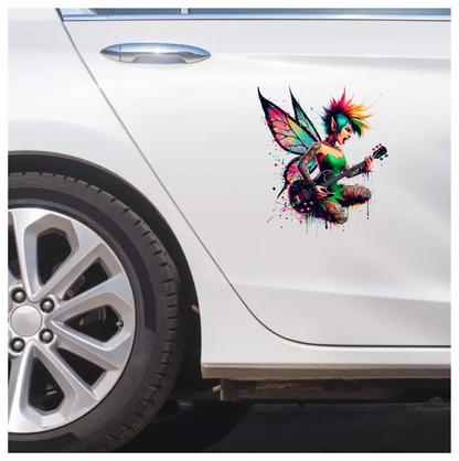 Punk Fairy Guitar Bright Wings Vinyl Sticker Decal