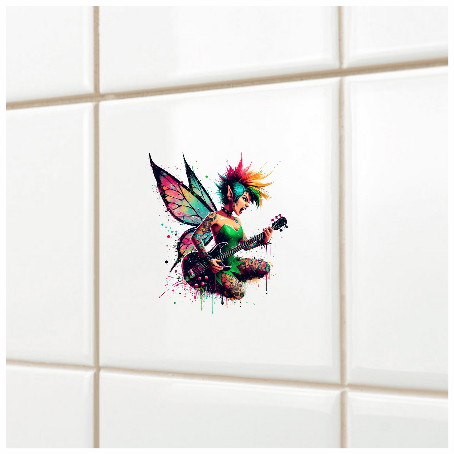 Punk Fairy Guitar Bright Wings Vinyl Sticker Decal