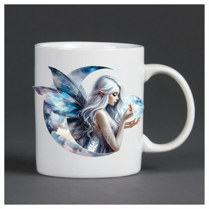 Silver Fairy Moon Light Wings Vinyl Sticker Decal