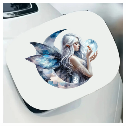 Silver Fairy Moon Light Wings Vinyl Sticker Decal