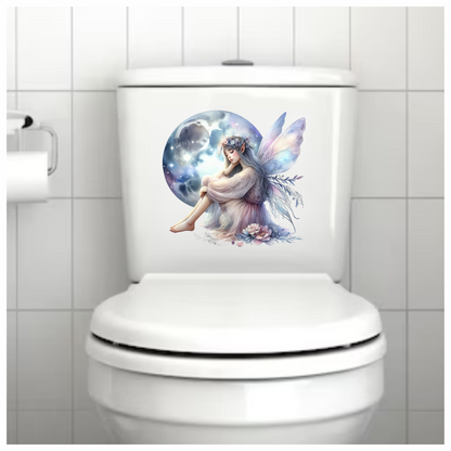 Fairy Moon Blue Wings Flowers Dream Vinyl Sticker Decal
