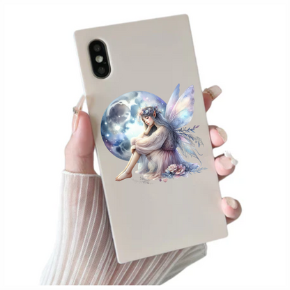 Fairy Moon Blue Wings Flowers Dream Vinyl Sticker Decal