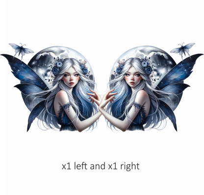 Fairy Moon Blue Butterfly Vinyl Sticker Decal