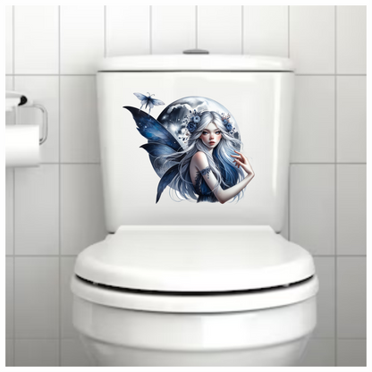 Fairy Moon Blue Butterfly Vinyl Sticker Decal