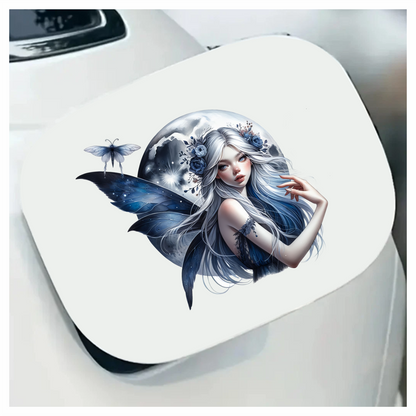 Fairy Moon Blue Butterfly Vinyl Sticker Decal