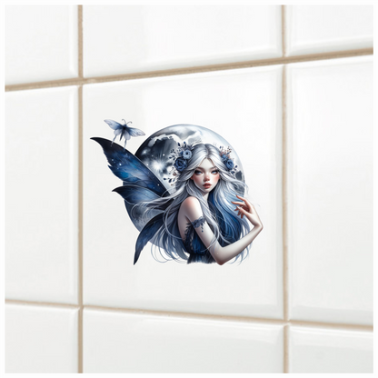 Fairy Moon Blue Butterfly Vinyl Sticker Decal