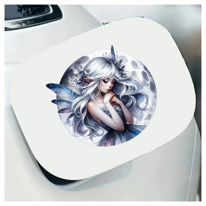 Moon Fairy Silver Hair Blue Wings Vinyl Sticker Decal