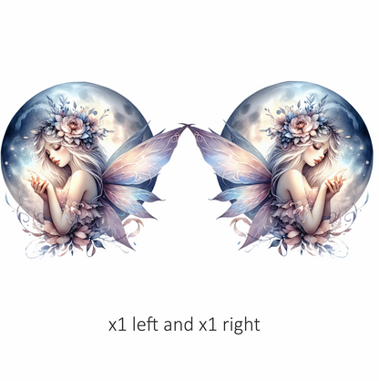 Fairy Moon Flower Pink Wings Vinyl Sticker Decal