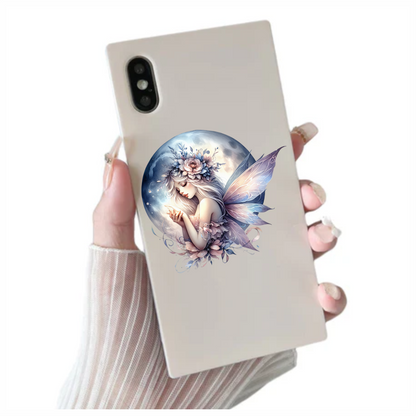 Fairy Moon Flower Pink Wings Vinyl Sticker Decal
