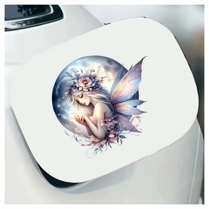 Fairy Moon Flower Pink Wings Vinyl Sticker Decal
