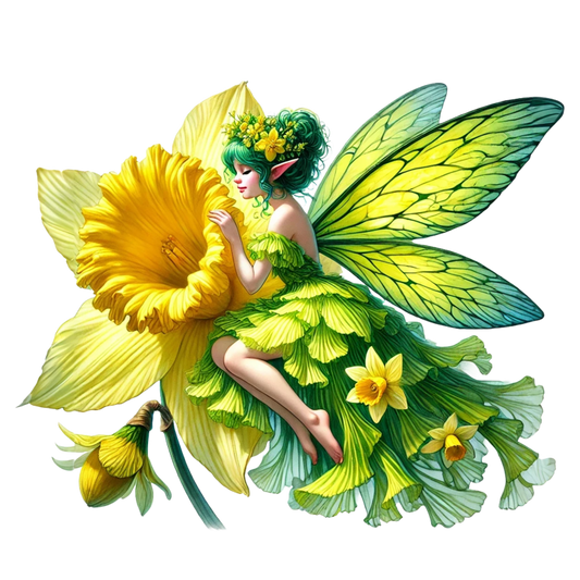 Fairy Green Yellow Flower Wings Vinyl Sticker Decal