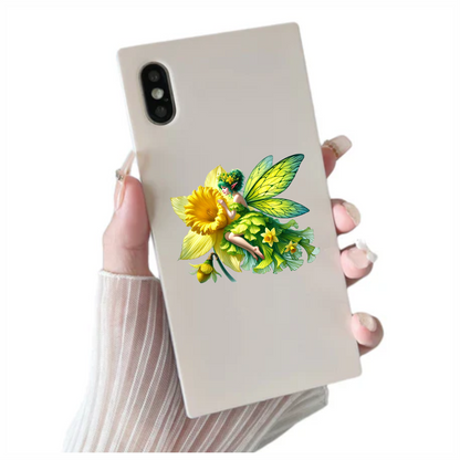 Fairy Green Yellow Flower Wings Vinyl Sticker Decal