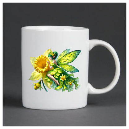 Fairy Green Yellow Flower Wings Vinyl Sticker Decal