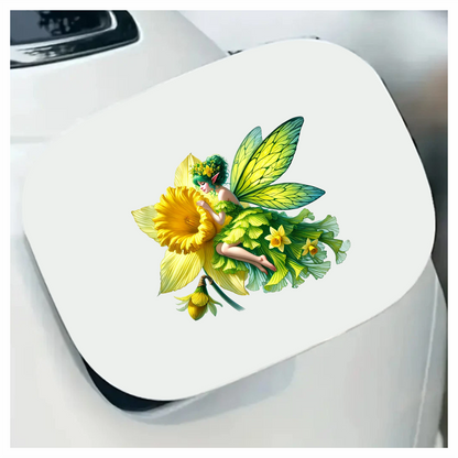 Fairy Green Yellow Flower Wings Vinyl Sticker Decal