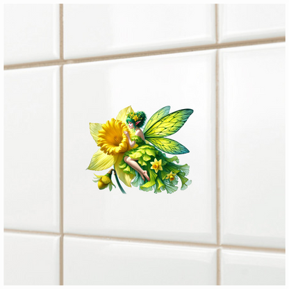 Fairy Green Yellow Flower Wings Vinyl Sticker Decal