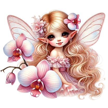 Fairy Pink Wings Flowers Blonde Vinyl Sticker Decal