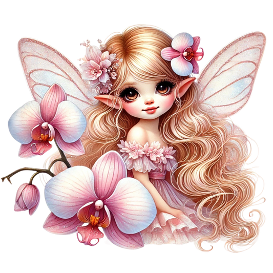 Fairy Pink Wings Flowers Blonde Vinyl Sticker Decal