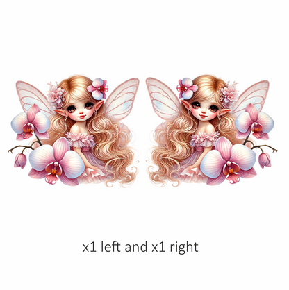 Fairy Pink Wings Flowers Blonde Vinyl Sticker Decal
