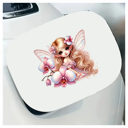 Fairy Pink Wings Flowers Blonde Vinyl Sticker Decal