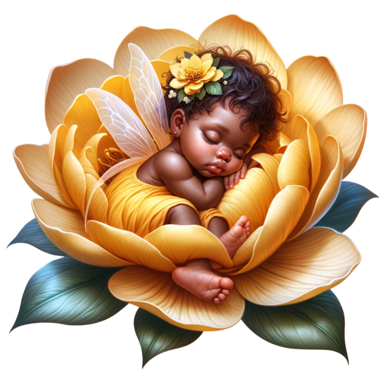 Baby Fairy Sleeping Yellow Flower Vinyl Sticker Decal
