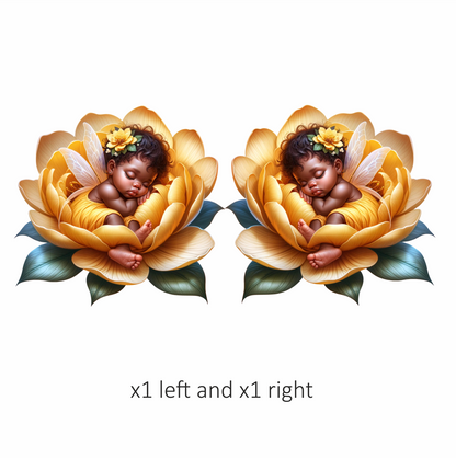 Baby Fairy Sleeping Yellow Flower Vinyl Sticker Decal