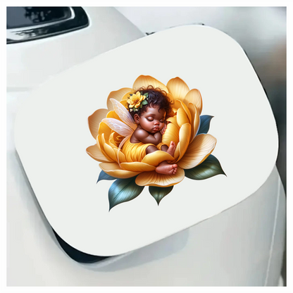 Baby Fairy Sleeping Yellow Flower Vinyl Sticker Decal