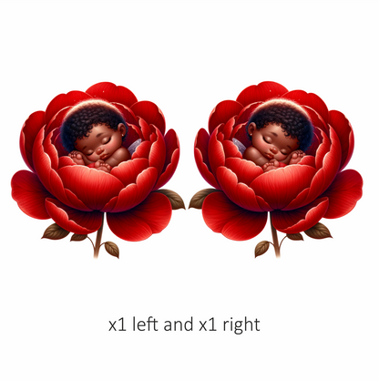 Baby Sleeping Red Flower Fairy Vinyl Sticker Decal