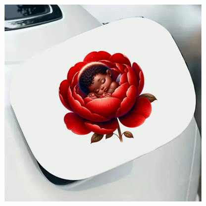 Baby Sleeping Red Flower Fairy Vinyl Sticker Decal