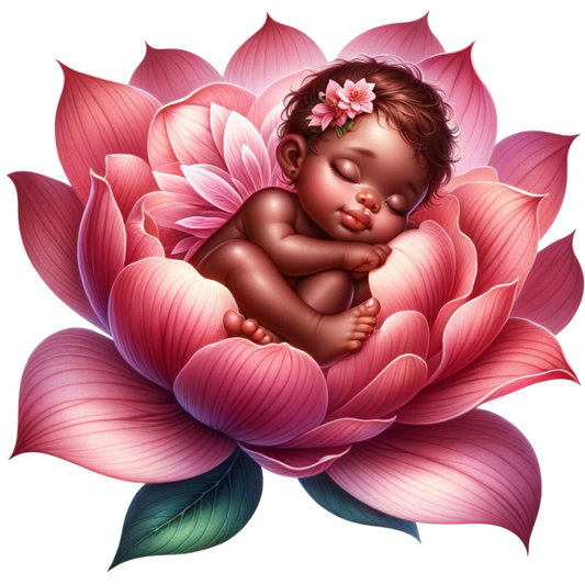 Baby Sleeping Pink Flower Blossom Vinyl Sticker Decal