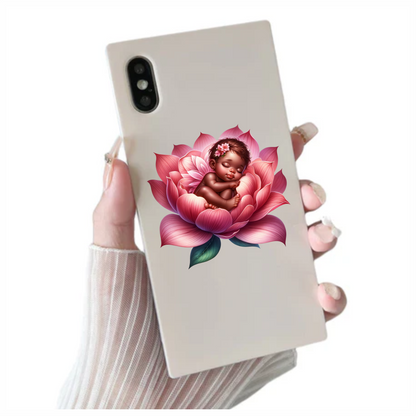 Baby Sleeping Pink Flower Blossom Vinyl Sticker Decal