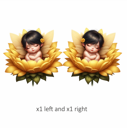 Yellow Baby Fairy Flower Sleep Vinyl Sticker Decal
