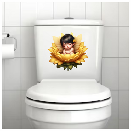 Yellow Baby Fairy Flower Sleep Vinyl Sticker Decal