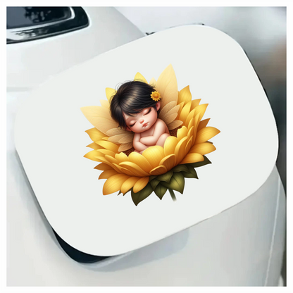 Yellow Baby Fairy Flower Sleep Vinyl Sticker Decal