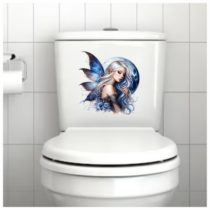 Blue Moon Fairy Woman Flowers Vinyl Sticker Decal