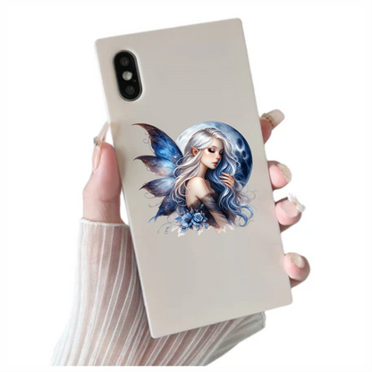 Blue Moon Fairy Woman Flowers Vinyl Sticker Decal