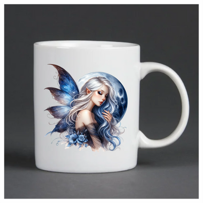 Blue Moon Fairy Woman Flowers Vinyl Sticker Decal