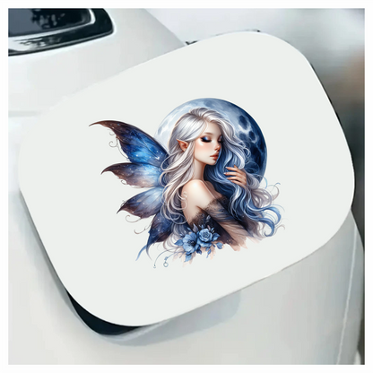 Blue Moon Fairy Woman Flowers Vinyl Sticker Decal