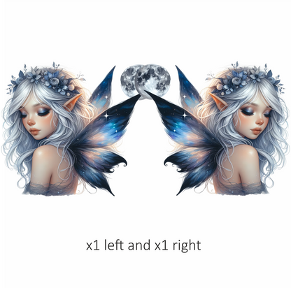 Elf Silver Fairy Moon Night Vinyl Sticker Decal