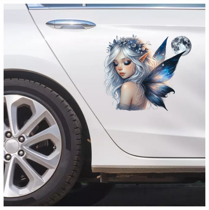 Elf Silver Fairy Moon Night Vinyl Sticker Decal