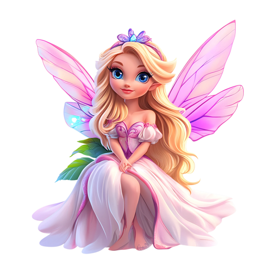 Blonde Fairy Pink Dress Wings Vinyl Sticker Decal