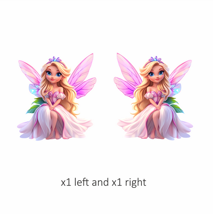 Blonde Fairy Pink Dress Wings Vinyl Sticker Decal