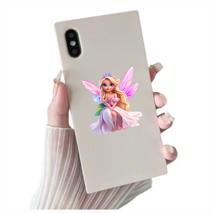 Blonde Fairy Pink Dress Wings Vinyl Sticker Decal