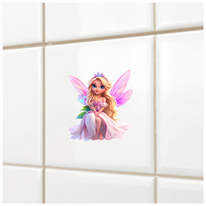 Blonde Fairy Pink Dress Wings Vinyl Sticker Decal