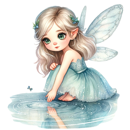 Fairy Girl Blue Dress Water Vinyl Sticker Decal
