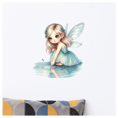 Fairy Girl Blue Dress Water Vinyl Sticker Decal