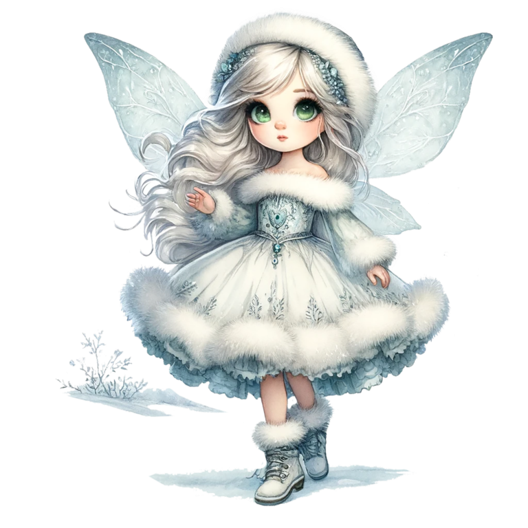 Snow Fairy Girl Winter Dress Vinyl Sticker Decal