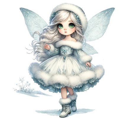 Snow Fairy Girl Winter Dress Vinyl Sticker Decal