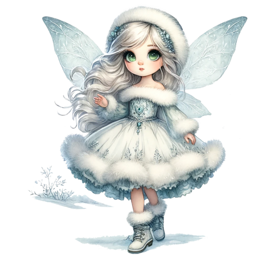 Snow Fairy Girl Winter Dress Vinyl Sticker Decal