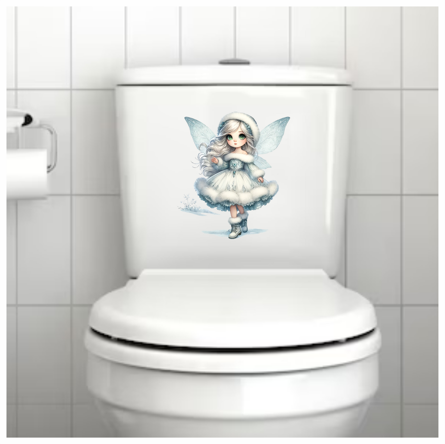 Snow Fairy Girl Winter Dress Vinyl Sticker Decal