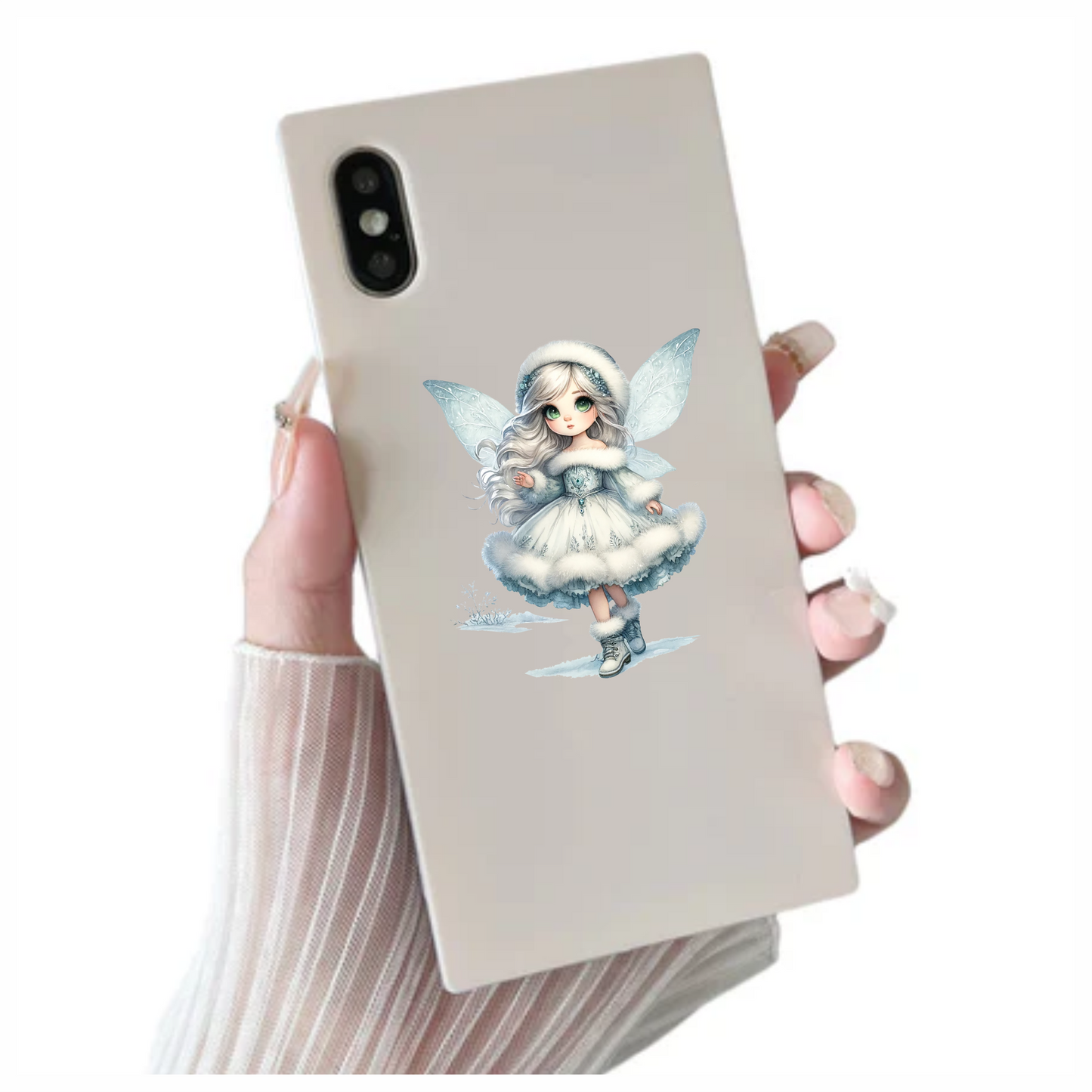 Snow Fairy Girl Winter Dress Vinyl Sticker Decal